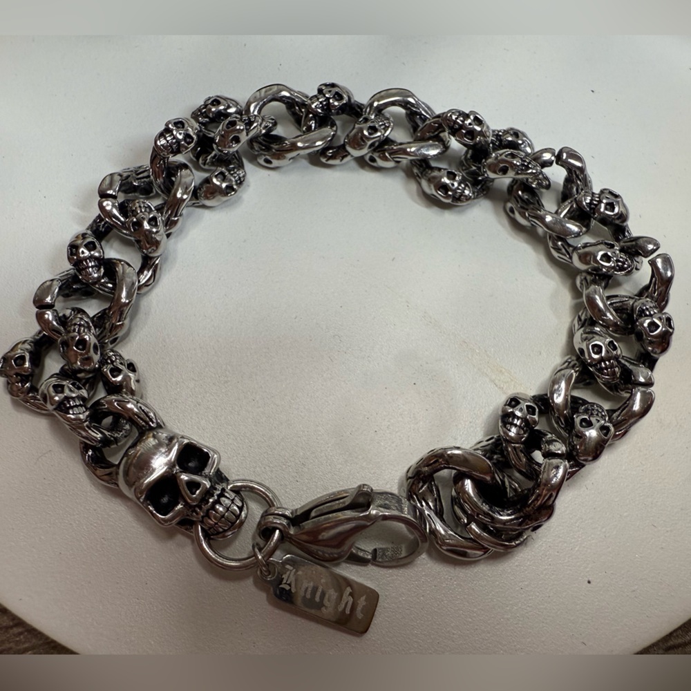 Stainless steal Silver Skull Chain Bracelet